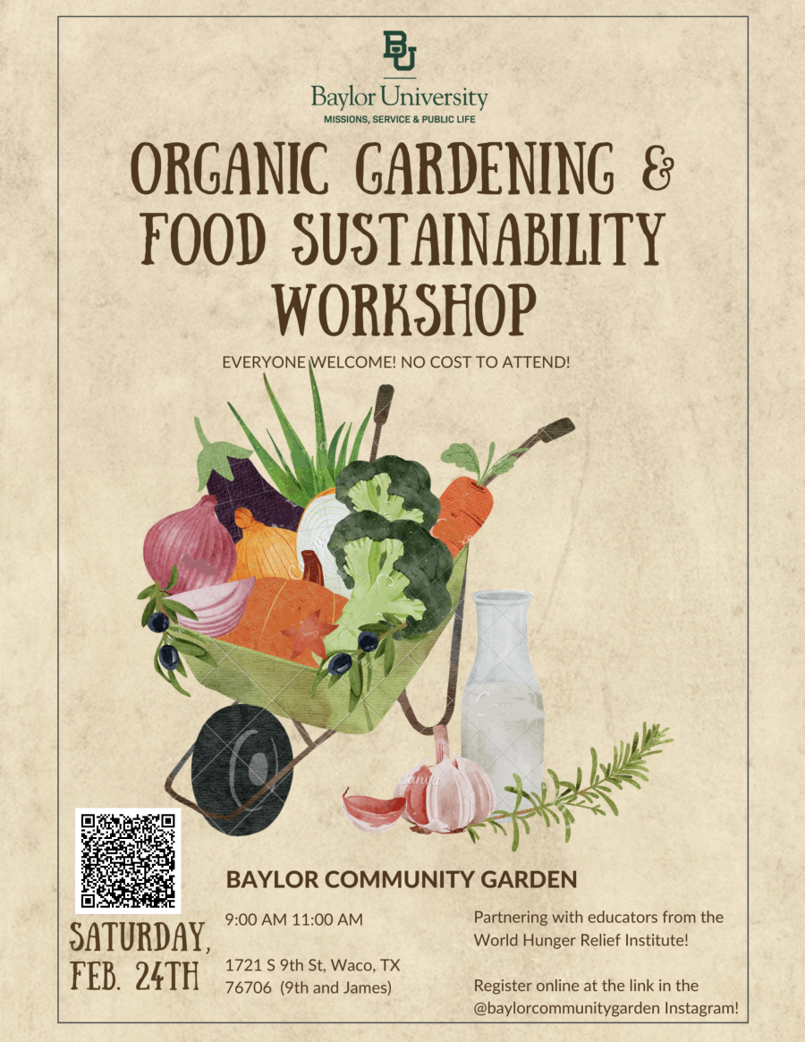 Flyer for workshop on organic gardening for healthy food in our community.