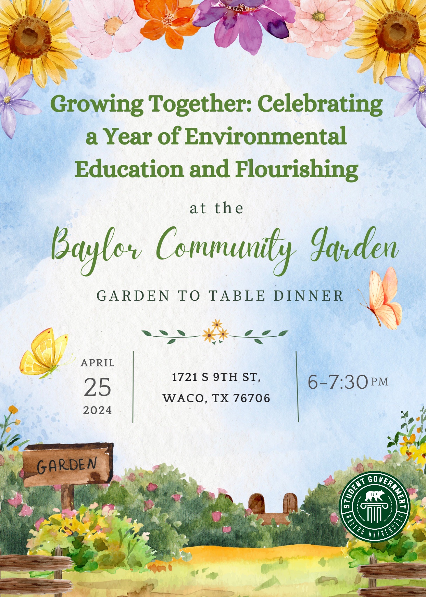 Growing Together: Celebrating a Year of Environmental Education and Flourishing at the Baylor Community Garden, April 25